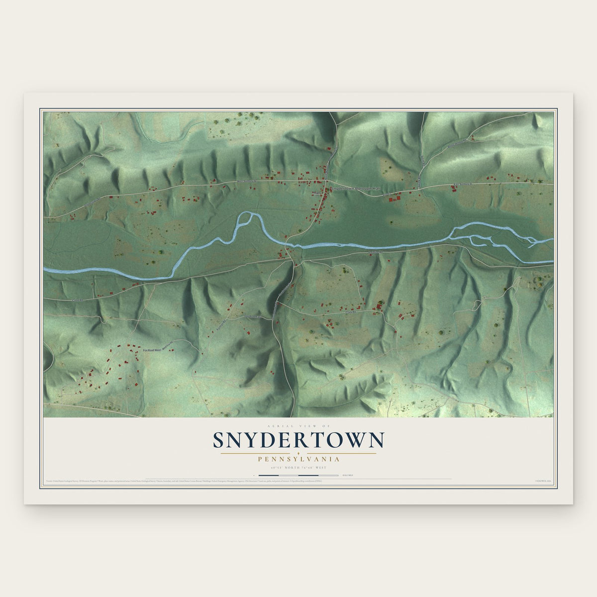 Snydertown, Pennsylvania map print, the full design