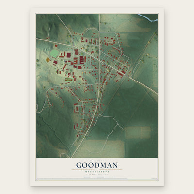 Goodman, Mississippi map print, the full design