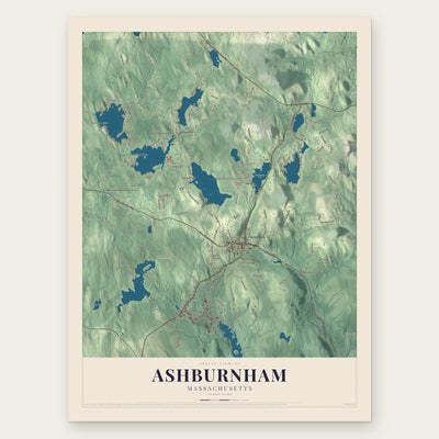 Ashburnham, Massachusetts map print, the full design