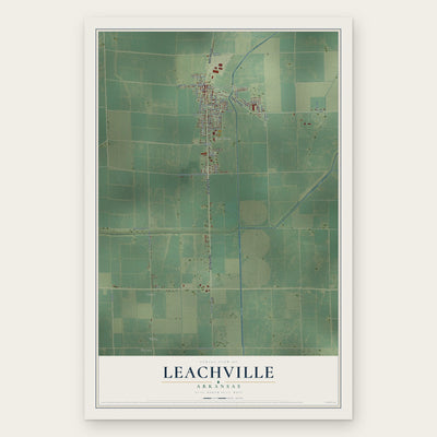 Leachville, Arkansas map print, the full design