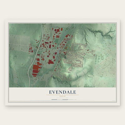 Evendale, Ohio map print, the full design