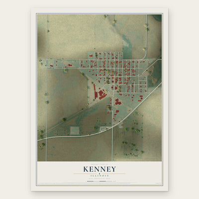 Kenney, Illinois map print, the full design