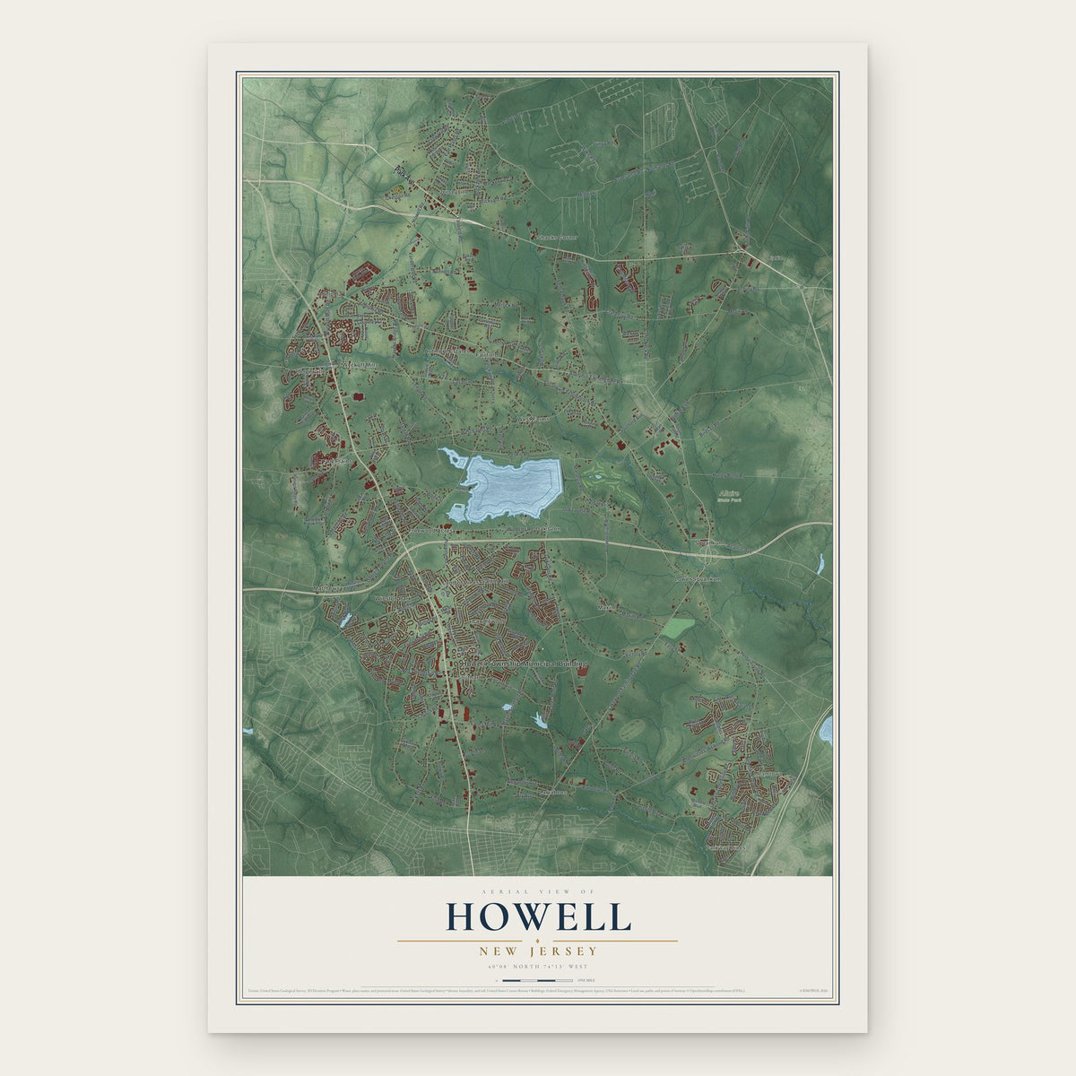 Howell, New Jersey map print, the full design