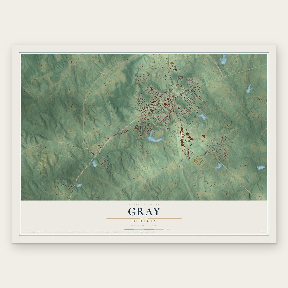 Gray, Georgia map print, the full design