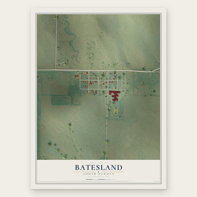 Batesland, South Dakota map print, the full design