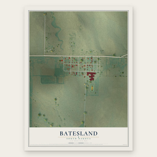 Batesland, South Dakota map print, the full design