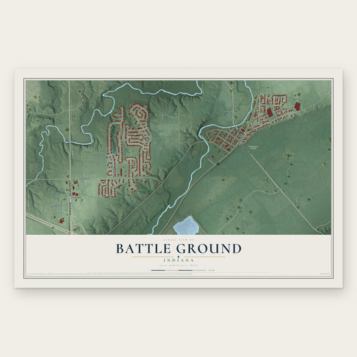 Battle Ground, Indiana map print, the full design