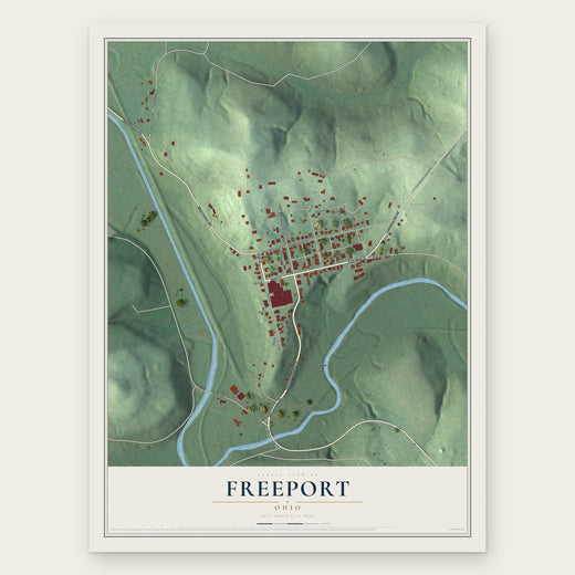 Freeport, Ohio map print, the full design