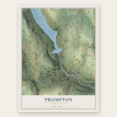 Prompton, Pennsylvania map print, the full design