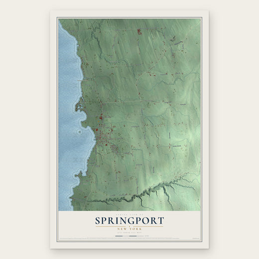 Springport, New York map print, the full design