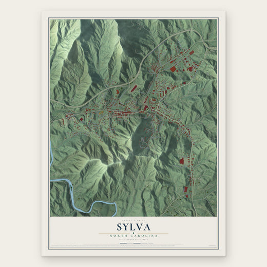 Sylva, North Carolina map print, the full design
