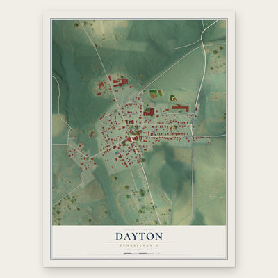 Dayton, Pennsylvania map print, the full design