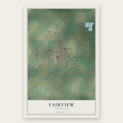 Fairview, Oklahoma map print, the full design
