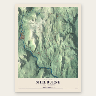 Shelburne, Massachusetts map print, the full design