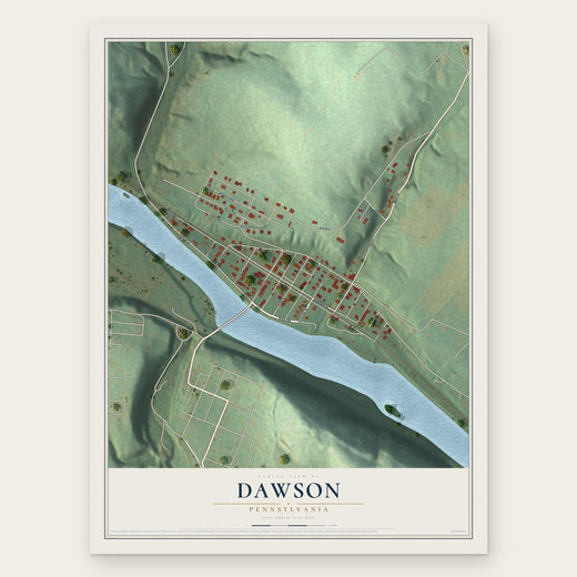 Dawson, Pennsylvania map print, the full design