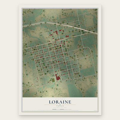 Loraine, Texas map print, the full design