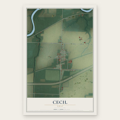 Cecil, Ohio map print, the full design