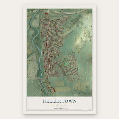 Hellertown, Pennsylvania map print, the full design