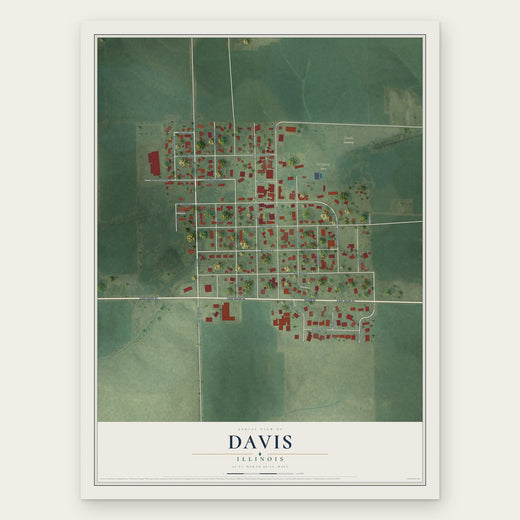 Davis, Illinois map print, the full design