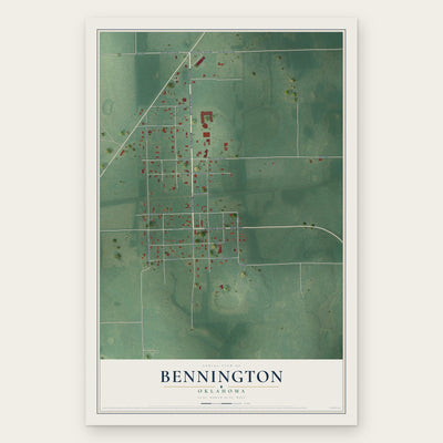 Bennington, Oklahoma map print, the full design