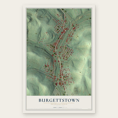 Burgettstown, Pennsylvania map print, the full design