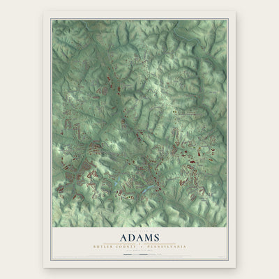 Adams, Butler County, Pennsylvania map print, the full design