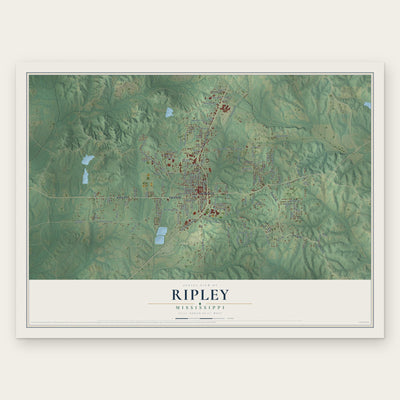 Ripley, Mississippi map print, the full design