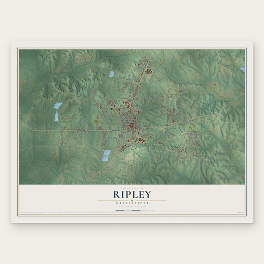 Ripley, Mississippi map print, the full design