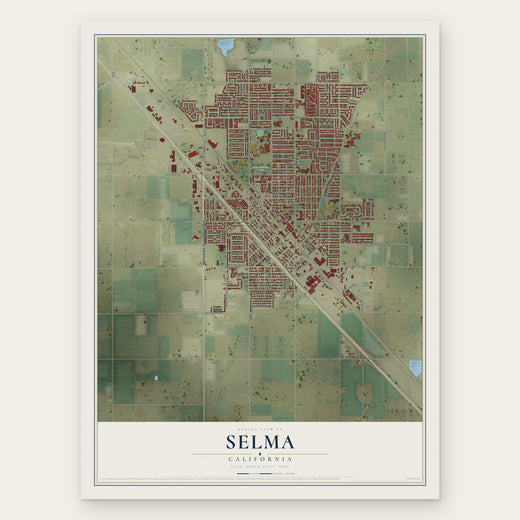 Selma, California map print, the full design