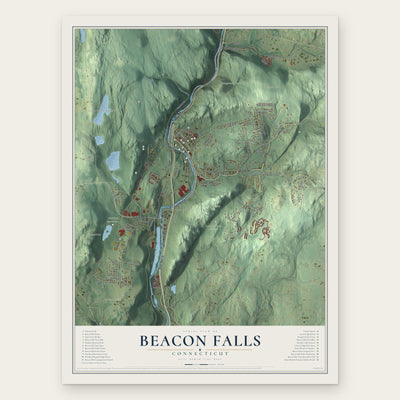 Beacon Falls, Connecticut map print, the full design