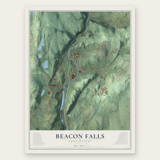 Beacon Falls, Connecticut map print, the full design