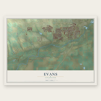 Evans, Colorado map print, the full design