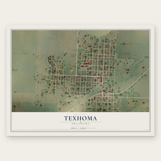 Texhoma, Oklahoma map print, the full design