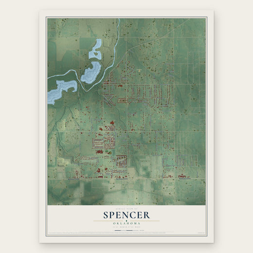 Spencer, Oklahoma map print, the full design