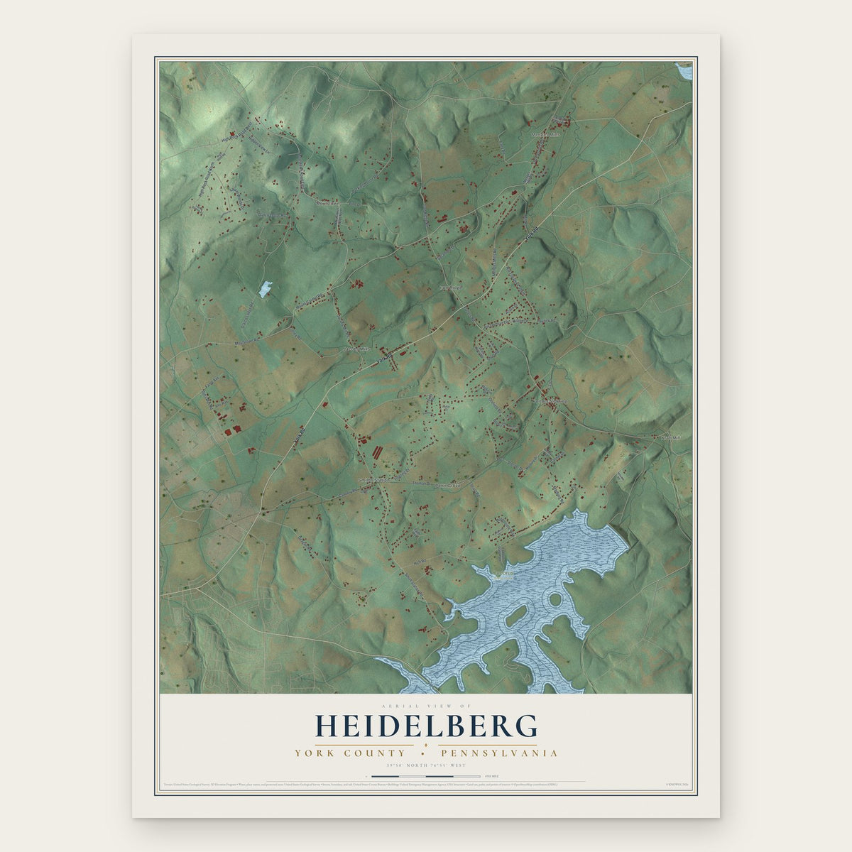 Heidelberg, York County, Pennsylvania map print, the full design