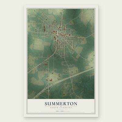 Summerton, South Carolina map print, the full design