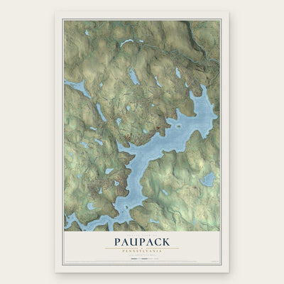 Paupack, Pennsylvania map print, the full design