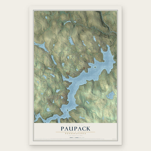 Paupack, Pennsylvania map print, the full design