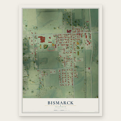 Bismarck, Illinois map print, the full design