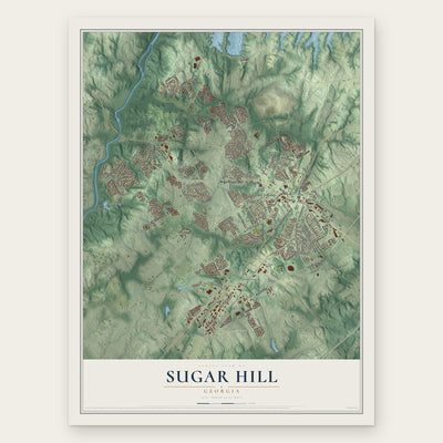 Sugar Hill, Georgia map print, the full design