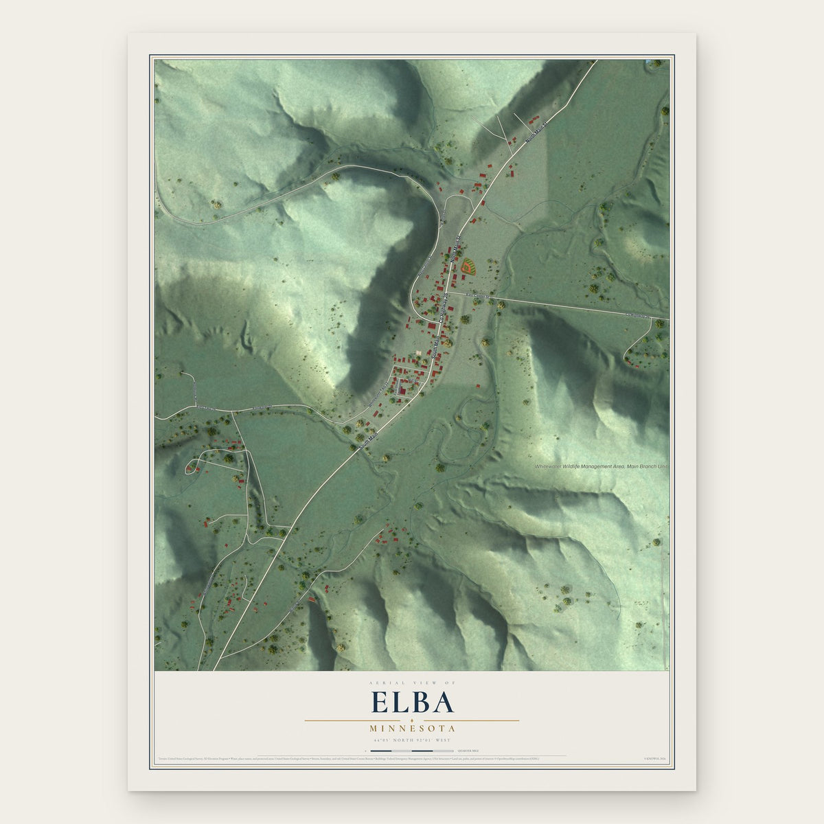 Elba, Minnesota map print, the full design