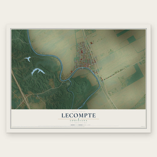 Lecompte, Louisiana map print, the full design