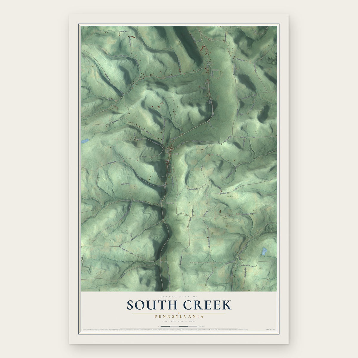 South Creek, Pennsylvania map print, the full design