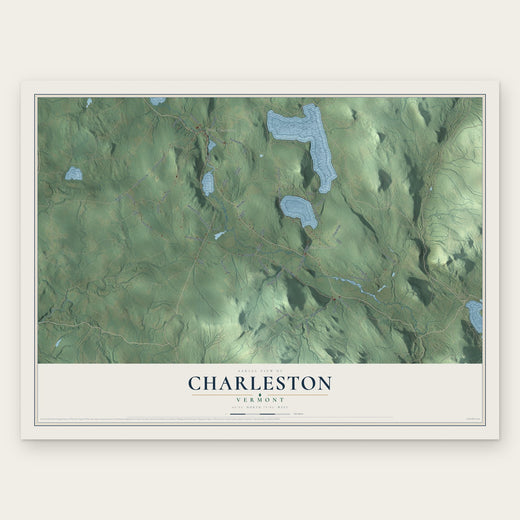 Charleston, Vermont map print, the full design