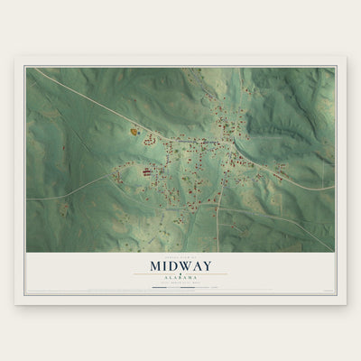 Midway, Alabama map print, the full design