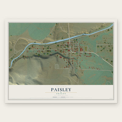 Paisley, Oregon map print, the full design