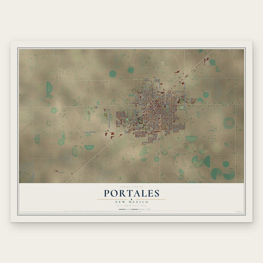 Portales, New Mexico map print, the full design