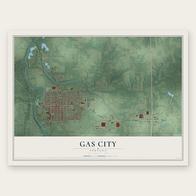 Gas City, Indiana map print, the full design