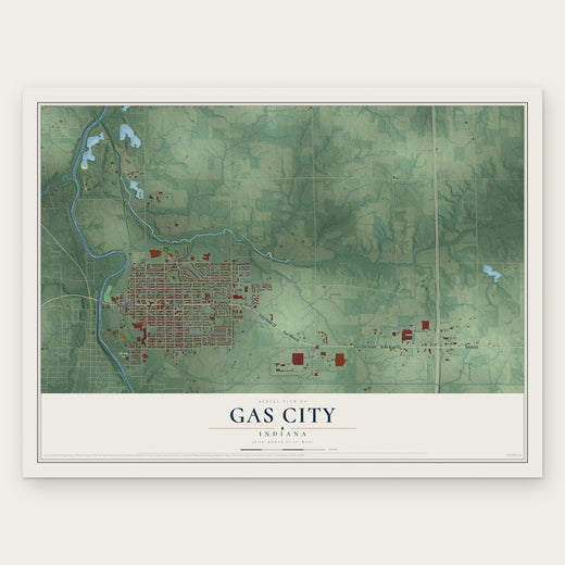 Gas City, Indiana map print, the full design