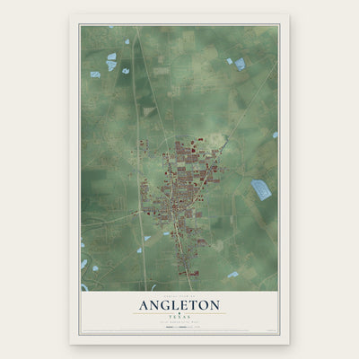 Angleton, Texas map print, the full design